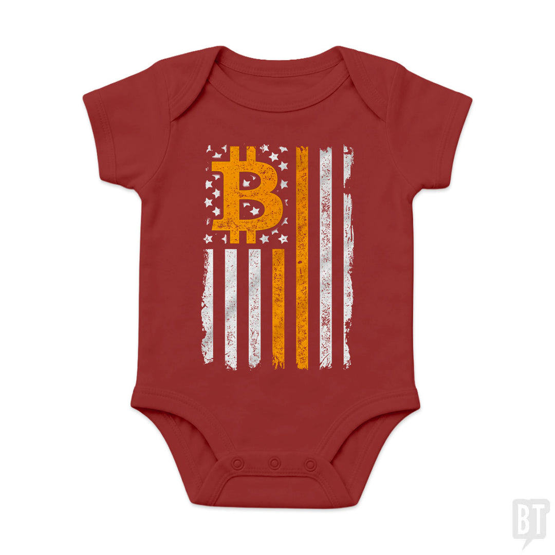 Bitcoin US Flag Baby One-Piece