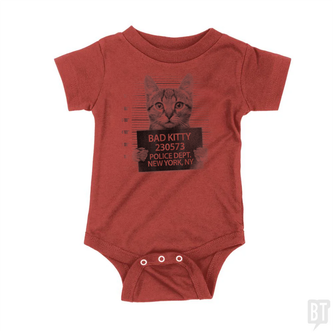 Funny Cute Bad Kitty Cat Baby One-Piece