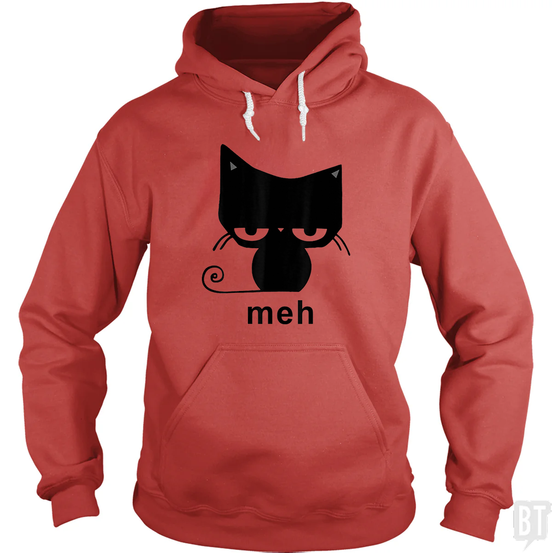 Meh Black Cat Funny Hoodie