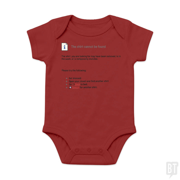 This Shirt Cannot Be Found Baby One-Piece