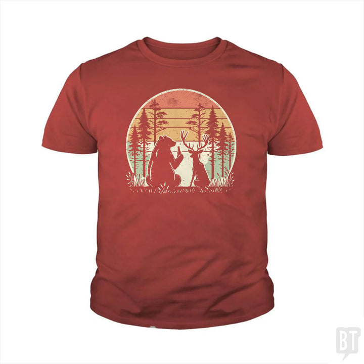 Bear And Deer Share A Beer Kids Shirt