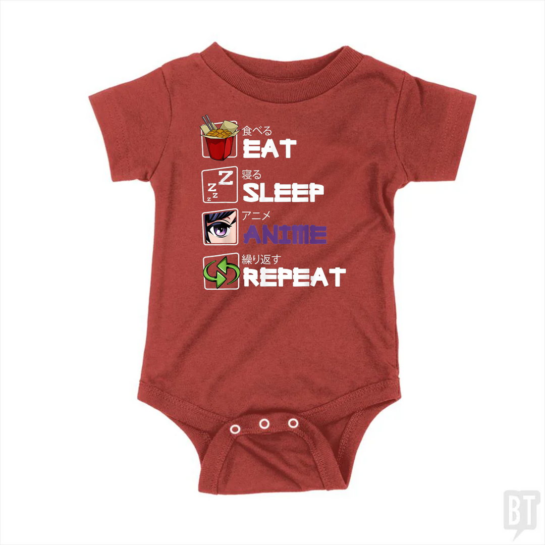Eat Sleep Anime Repeat Baby One-Piece