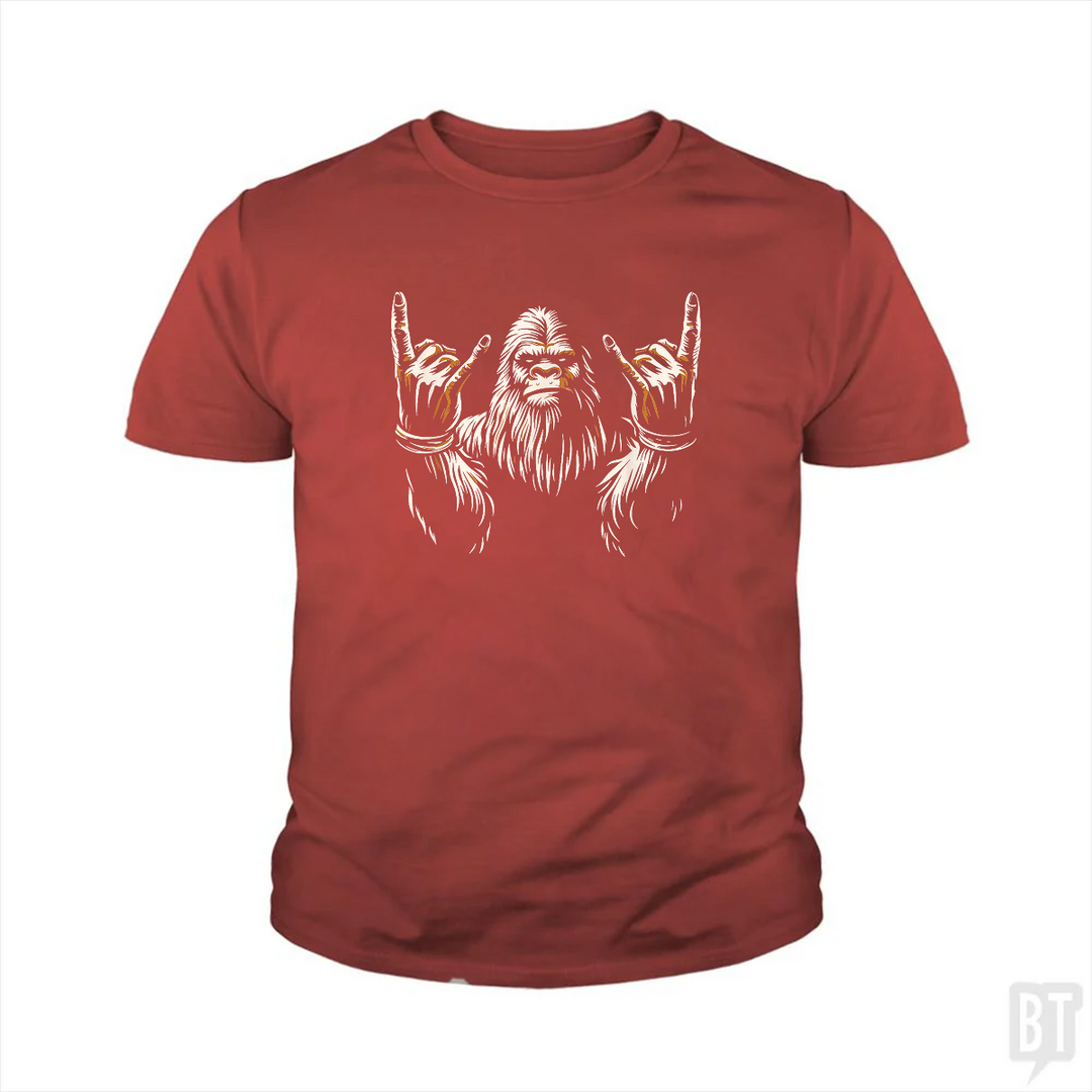 Bigfoot Rock On Kids Shirt