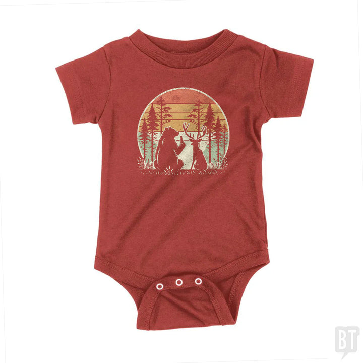 Bear And Deer Share A Beer Baby One-Piece