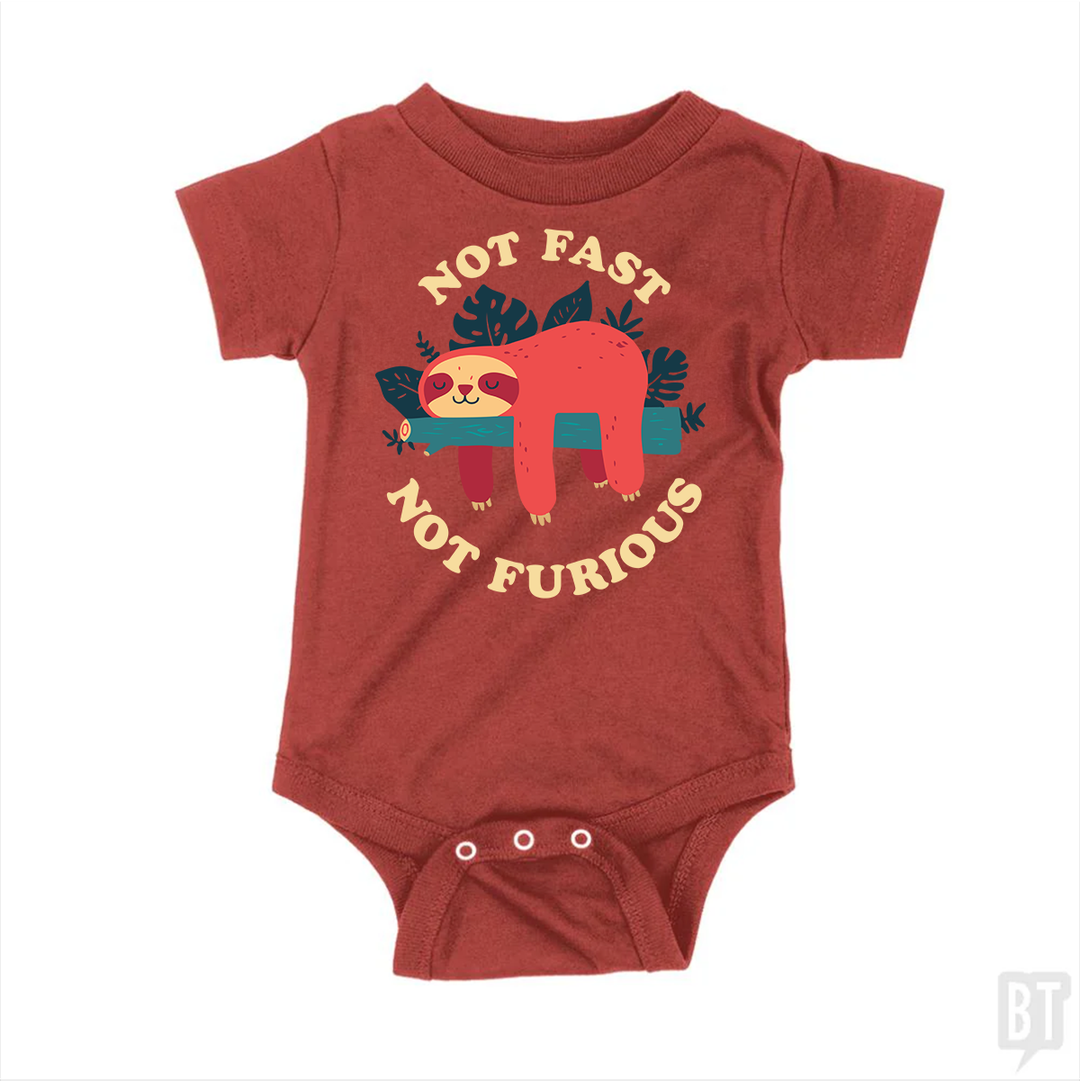 Funny Sloth Not Fast Not Furious Baby One-Piece