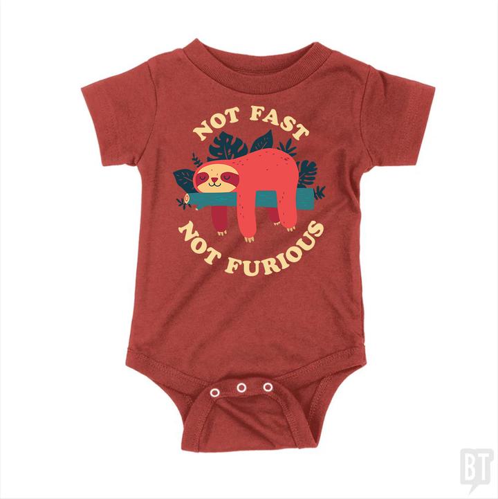Funny Sloth Not Fast Not Furious Baby One-Piece