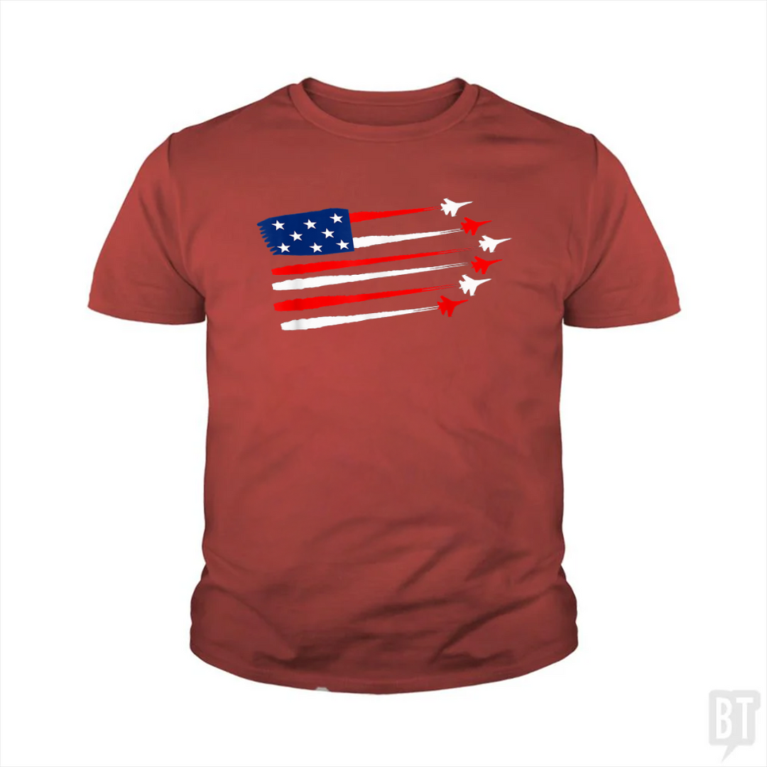 Fighter Jet American Kids Shirt