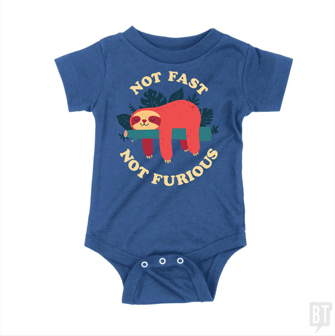 Funny Sloth Not Fast Not Furious Baby One-Piece