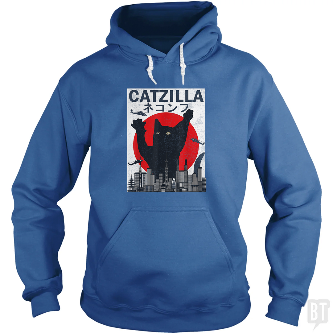 Vintage Catzilla Japanese Sunset Hoodie