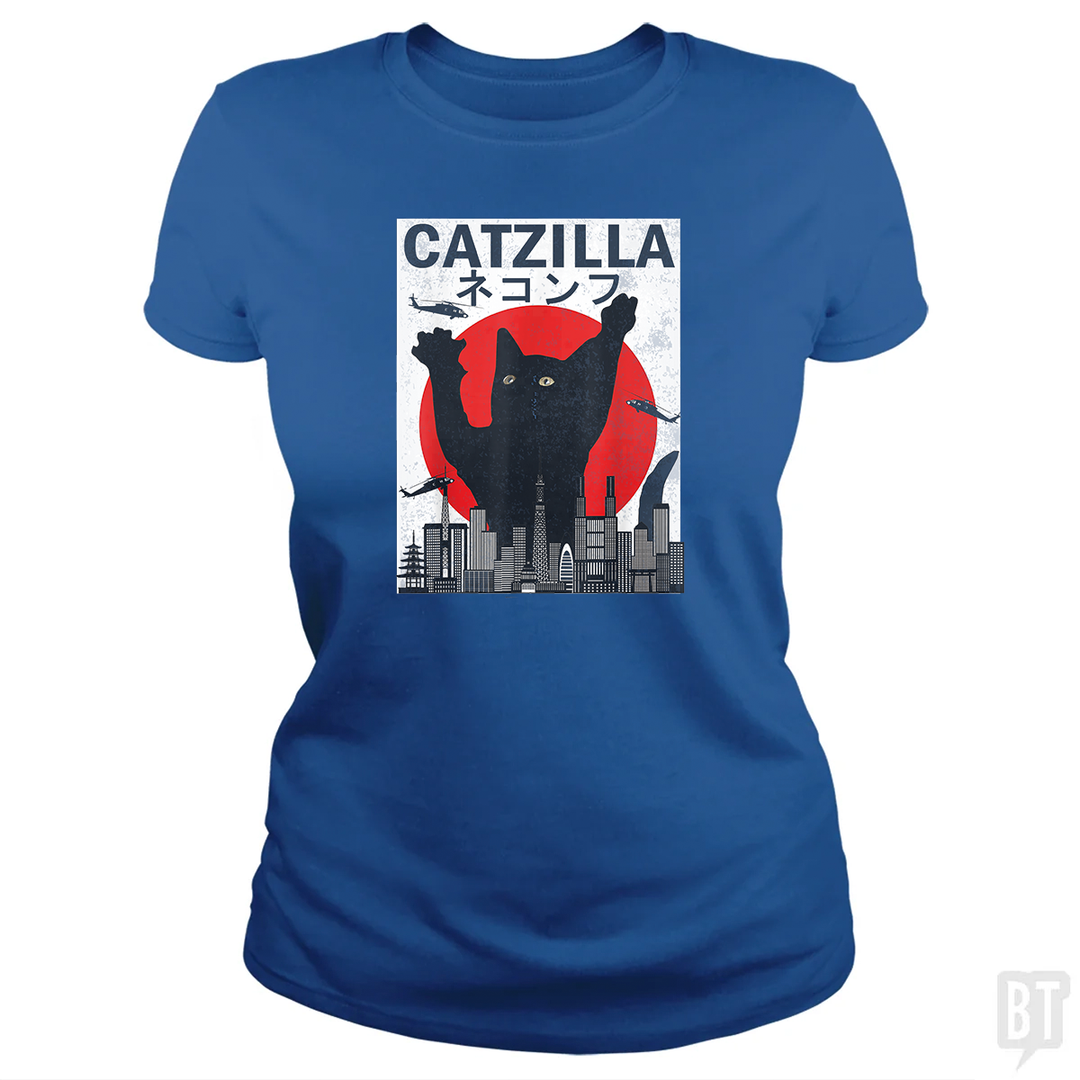 Vintage Catzilla Japanese Sunset