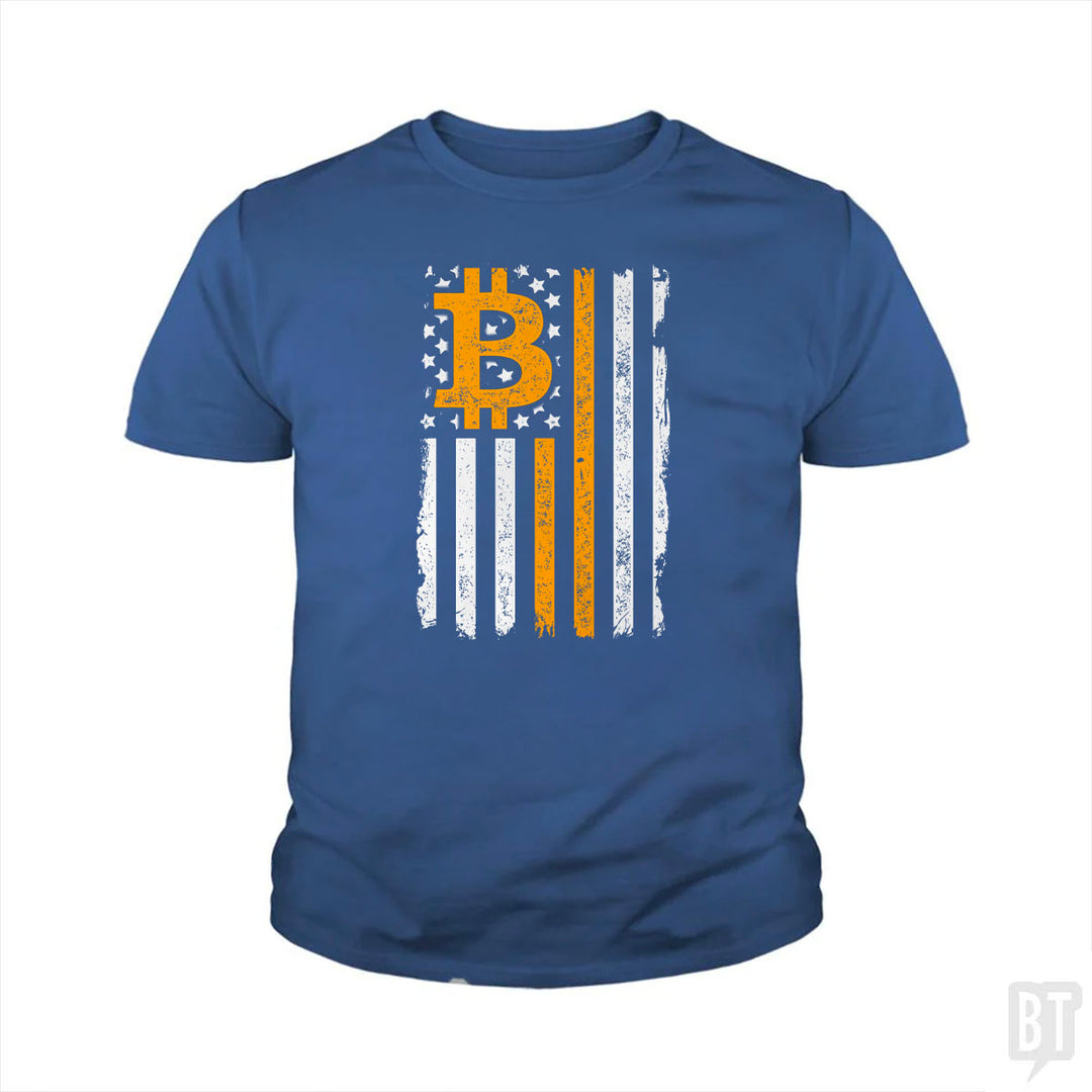 Bitcoin US Flag Kids Shirt