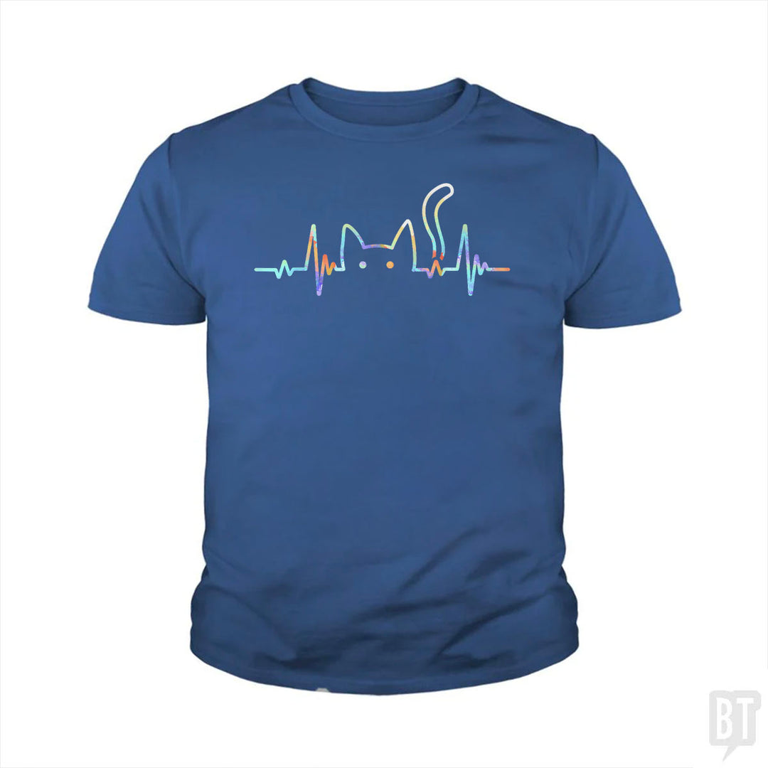 Heartbeat Cat Lover Kids Shirt