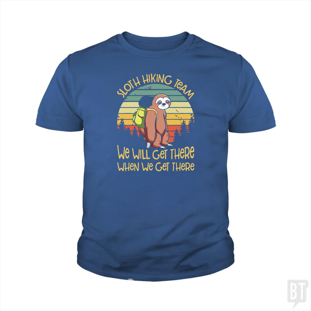 Funny Sloth Hiking Team #2 Kids Shirt