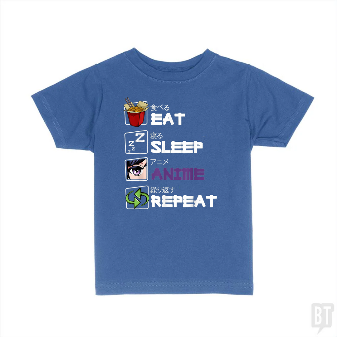 Eat Sleep Anime Repeat Kids Shirt