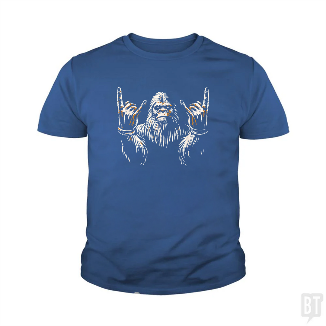 Bigfoot Rock On Kids Shirt