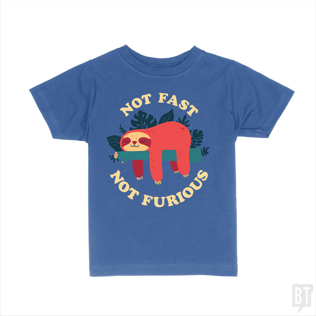 Funny Sloth Not Fast Not Furious Kids Shirt