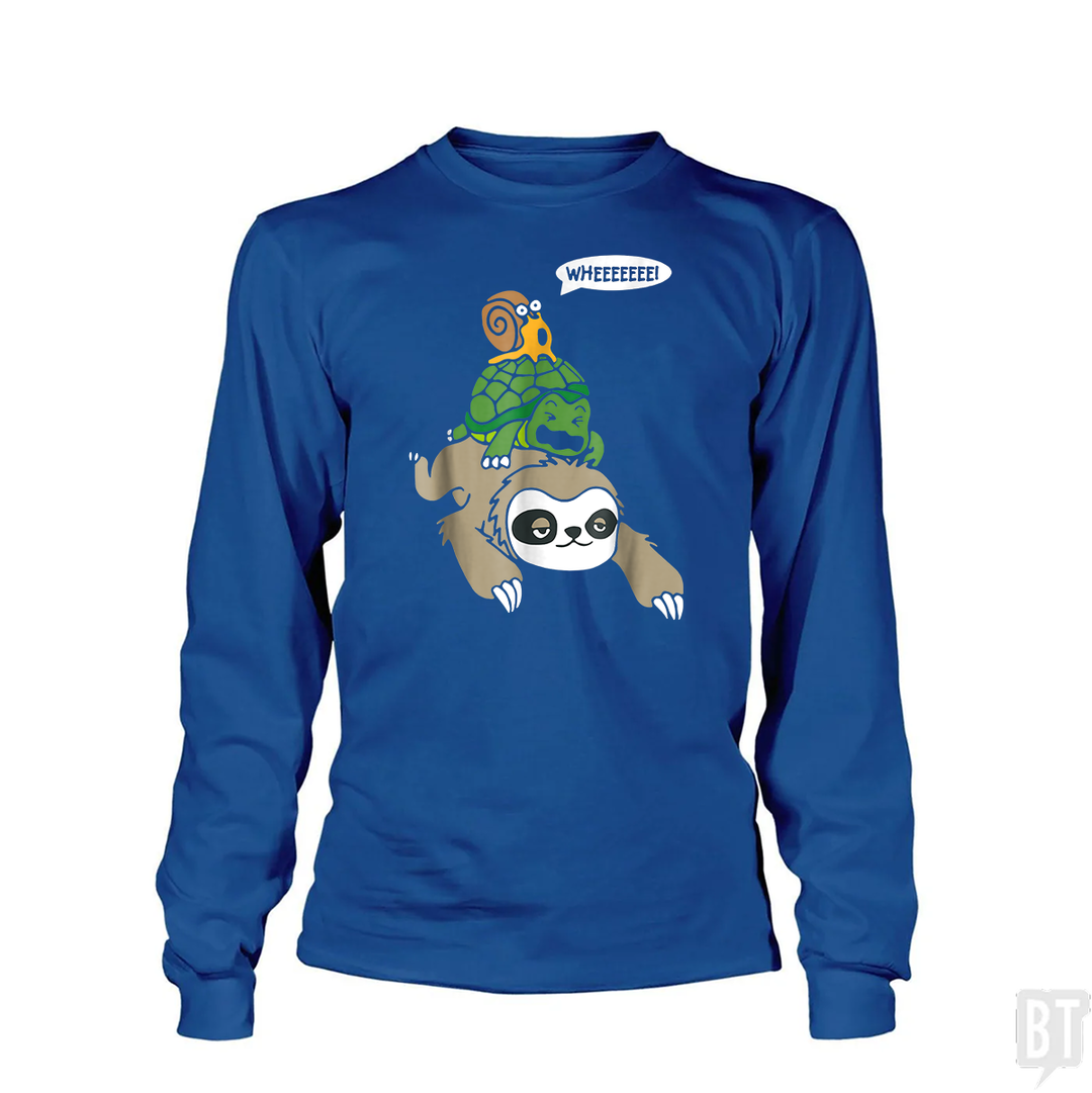 Funny Snail Ridding Turtle Ridding Sloth Long Sleeve