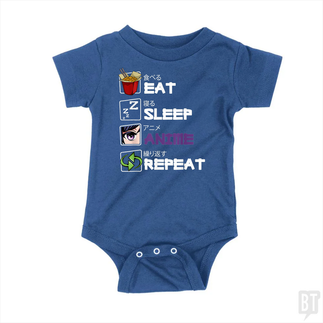Eat Sleep Anime Repeat Baby One-Piece