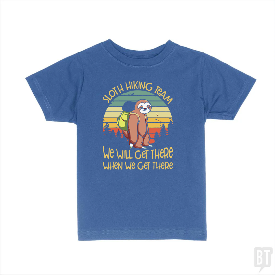 Funny Sloth Hiking Team #2 Kids Shirt