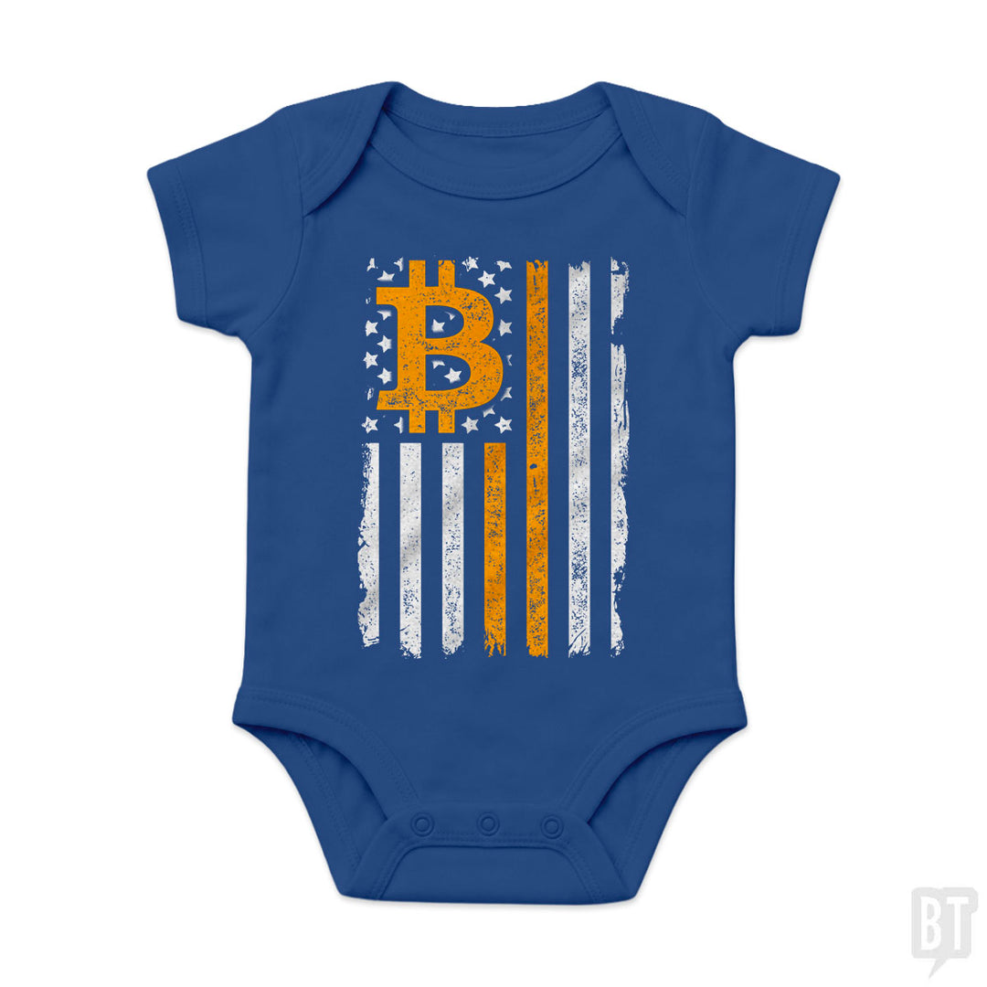 Bitcoin US Flag Baby One-Piece
