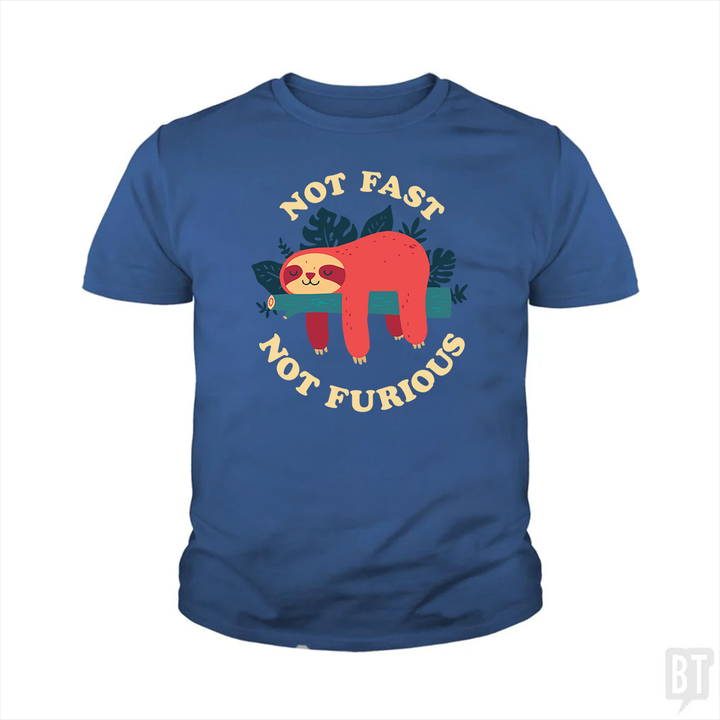 Funny Sloth Not Fast Not Furious Kids Shirt