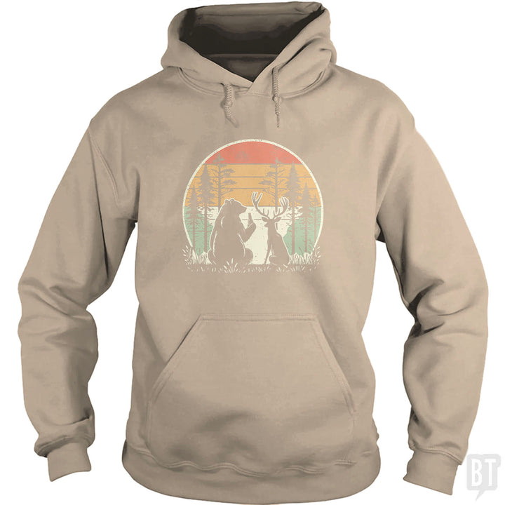 Bear And Deer Share A Beer Hoodie