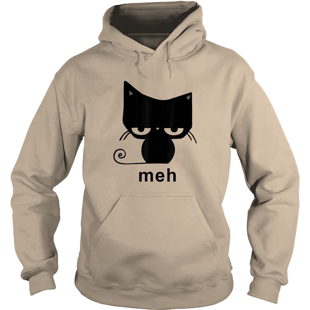 Meh Black Cat Funny Hoodie
