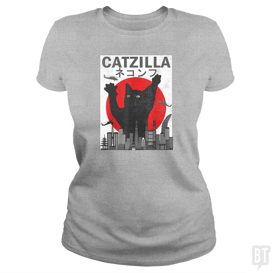 Vintage Catzilla Japanese Sunset
