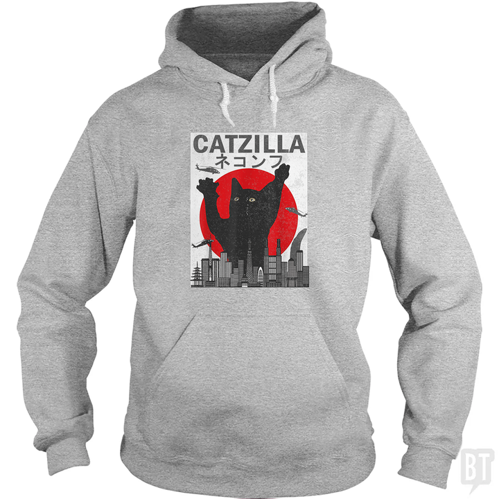 Vintage Catzilla Japanese Sunset Hoodie