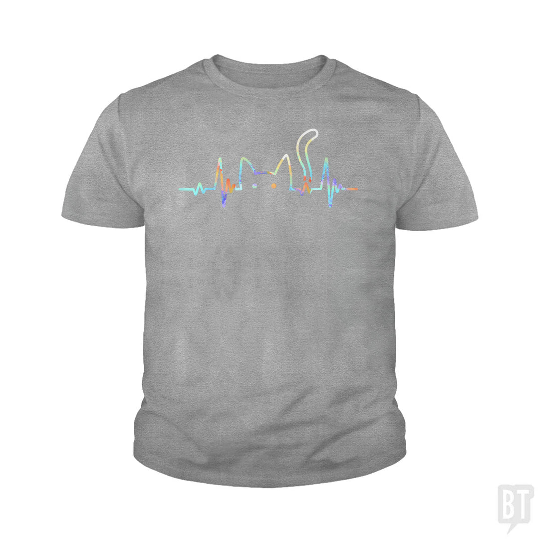Heartbeat Cat Lover Kids Shirt