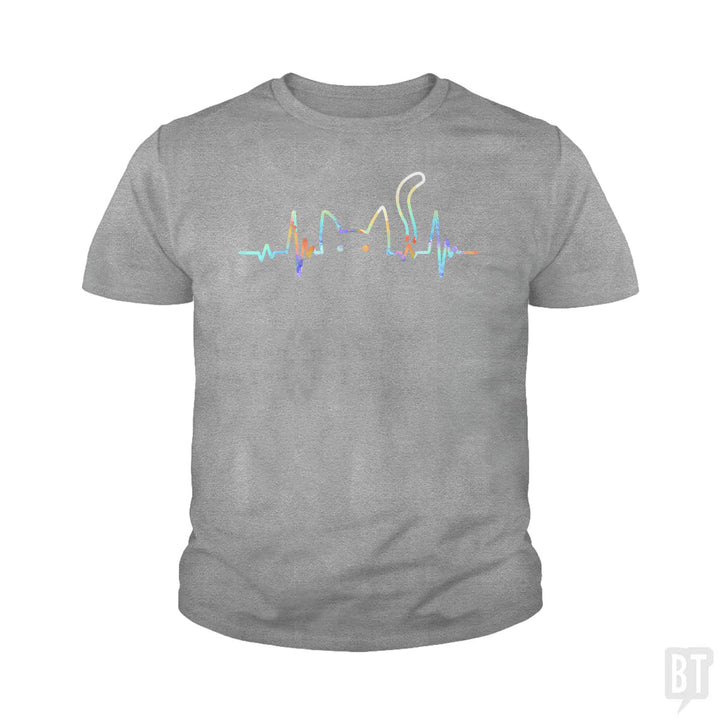 Heartbeat Cat Lover Kids Shirt