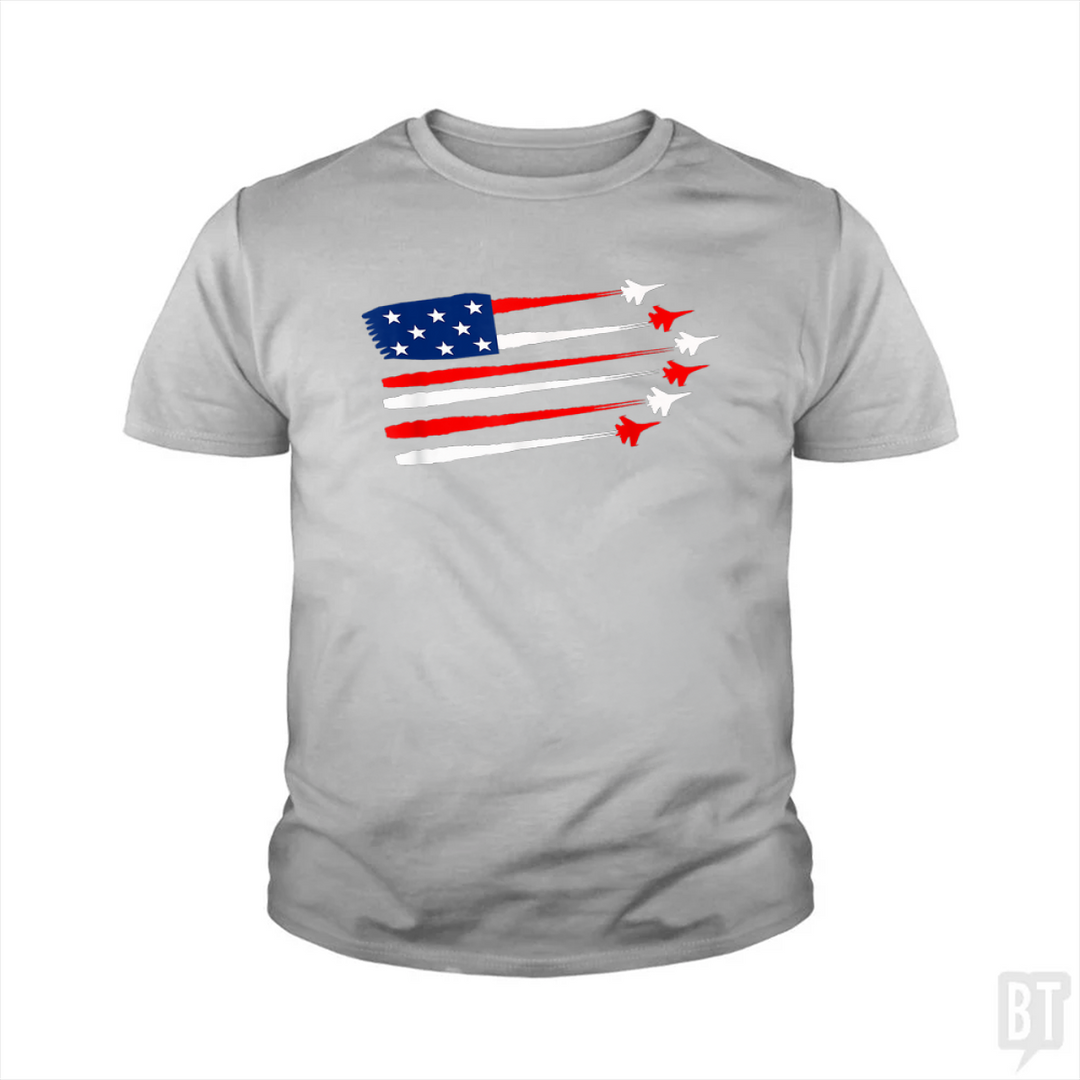 Fighter Jet American Kids Shirt