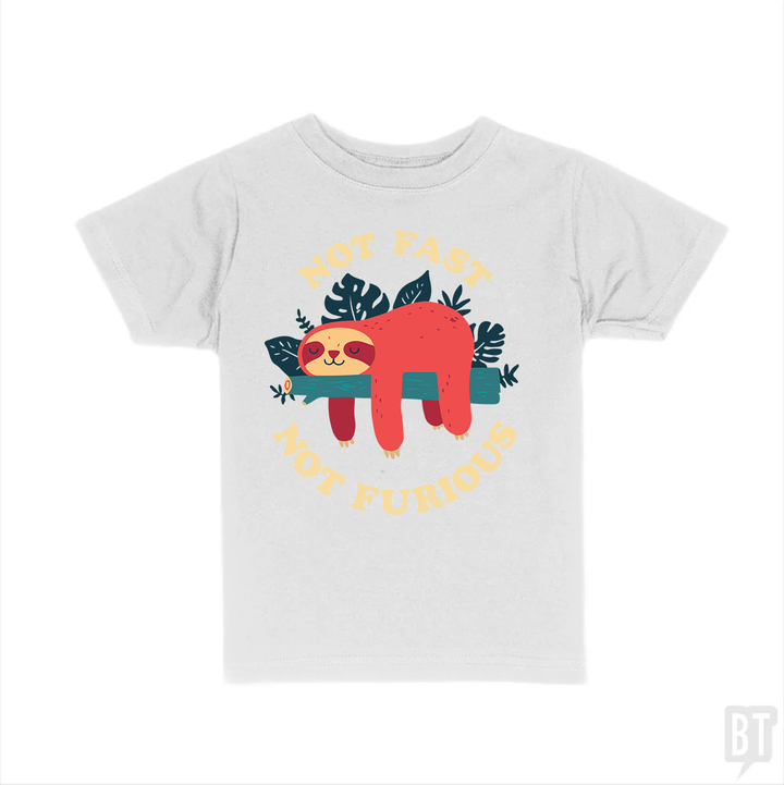 Funny Sloth Not Fast Not Furious Kids Shirt