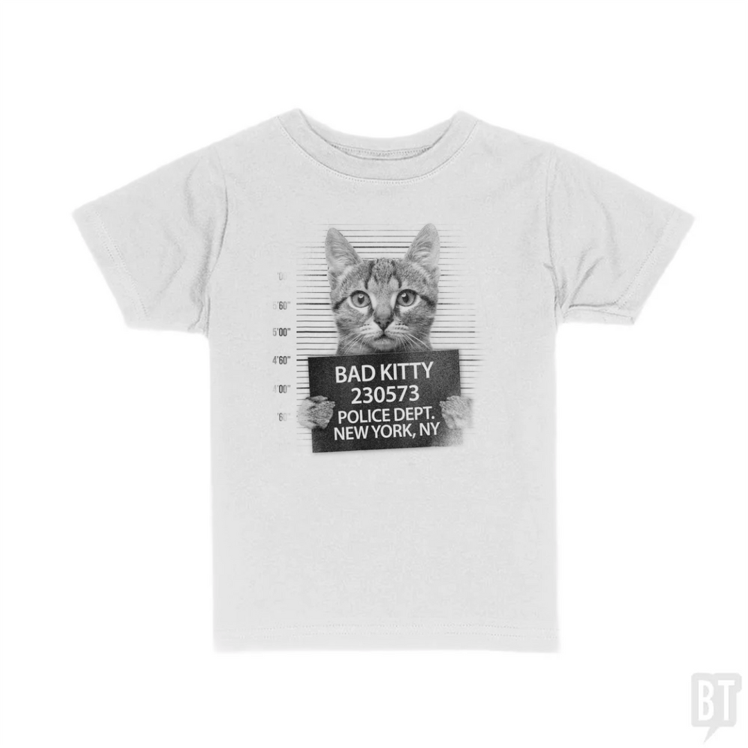 Funny Cute Bad Kitty Cat Kids Shirt