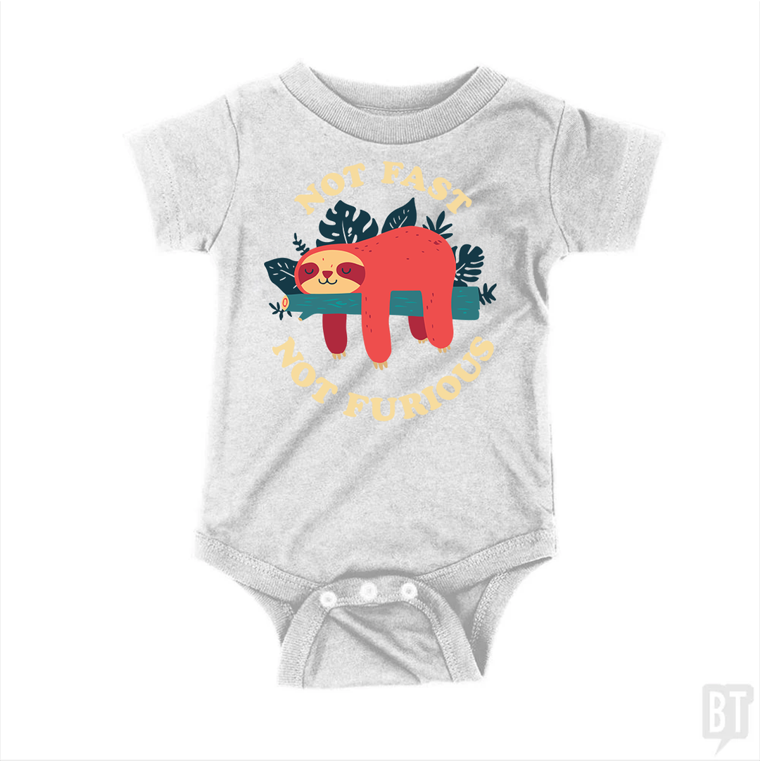 Funny Sloth Not Fast Not Furious Baby One-Piece