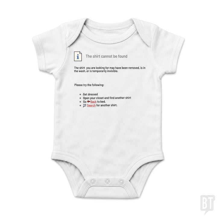 This Shirt Cannot Be Found Baby One-Piece
