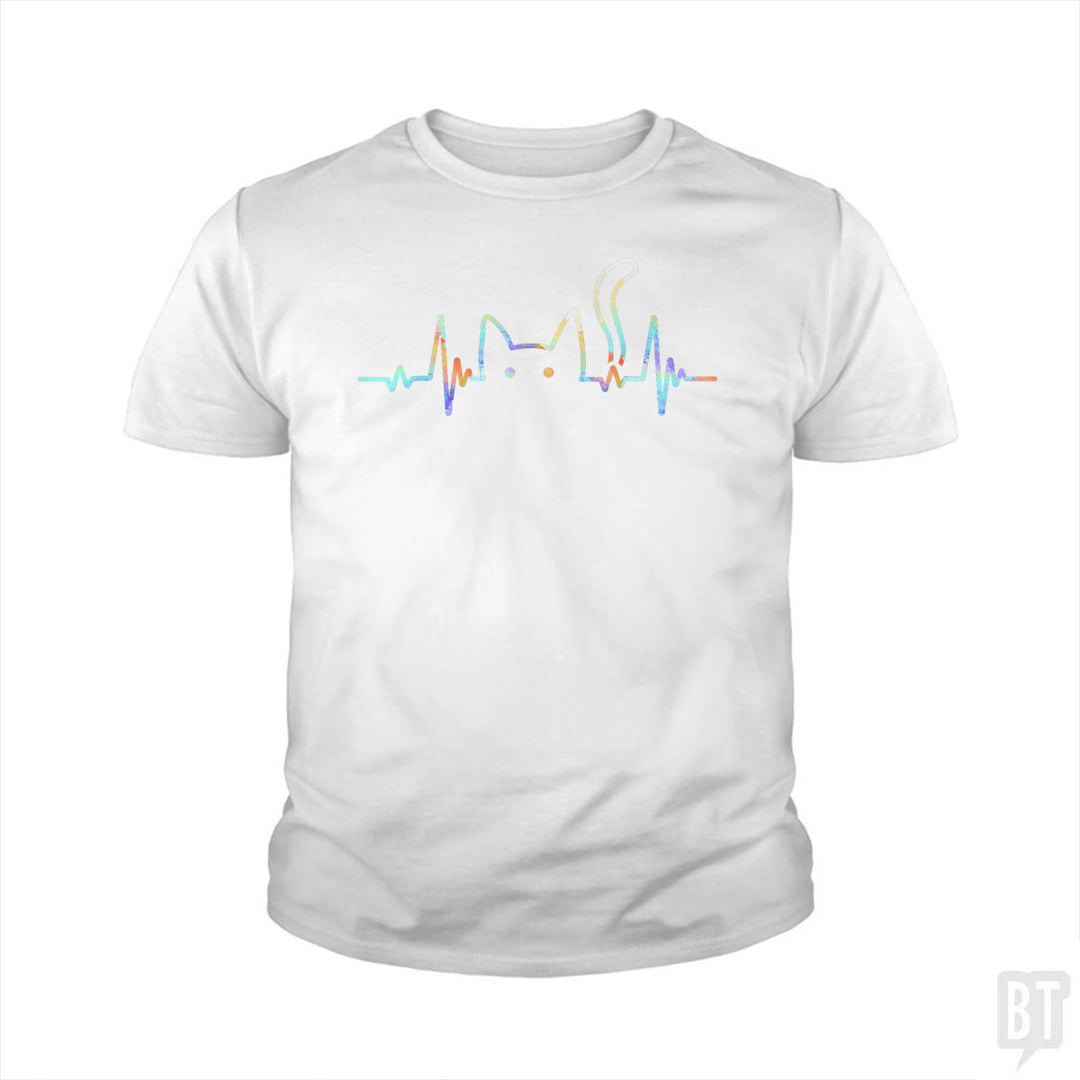 Heartbeat Cat Lover Kids Shirt