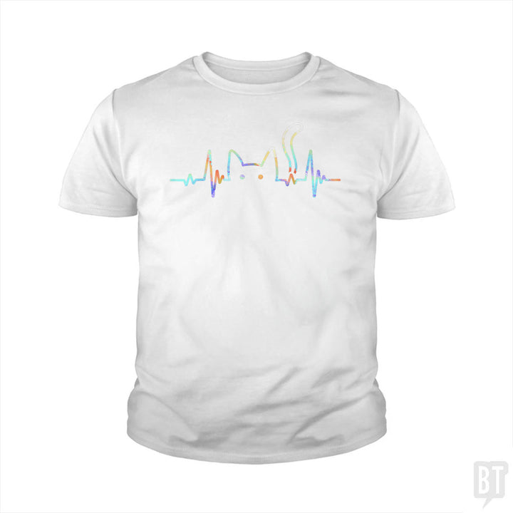 Heartbeat Cat Lover Kids Shirt