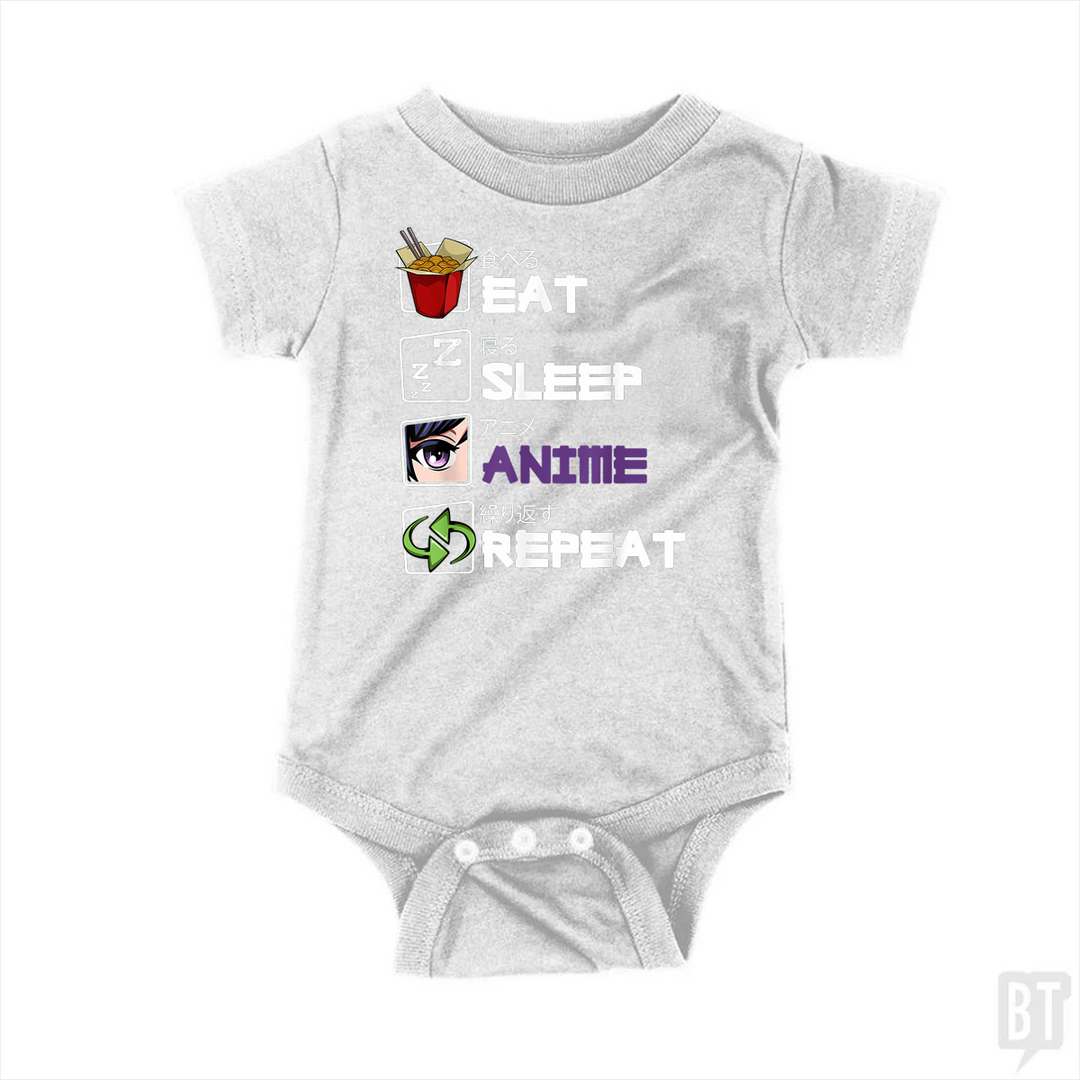 Eat Sleep Anime Repeat Baby One-Piece