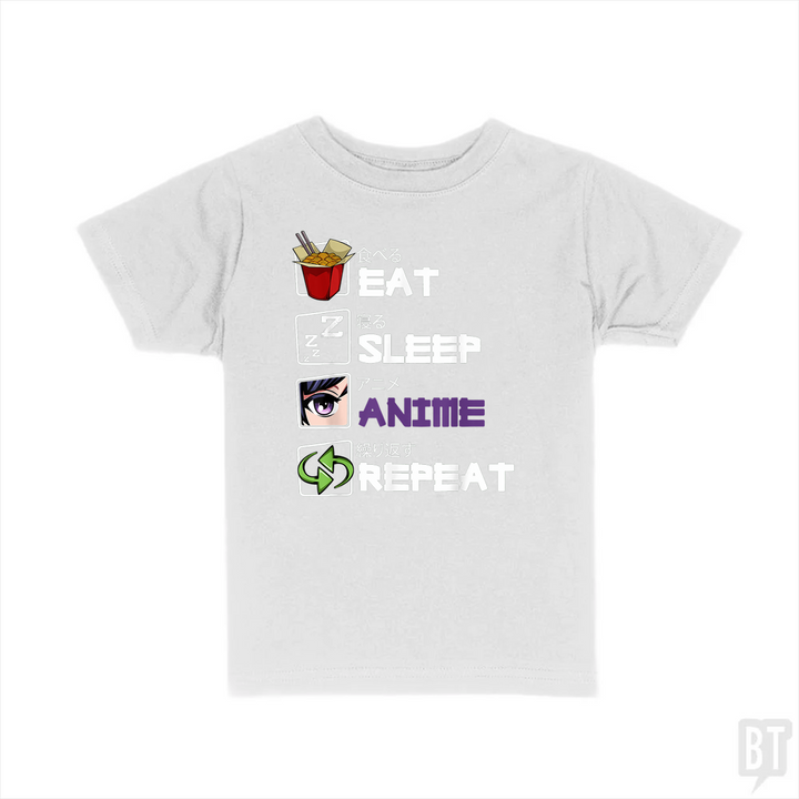 Eat Sleep Anime Repeat Kids Shirt