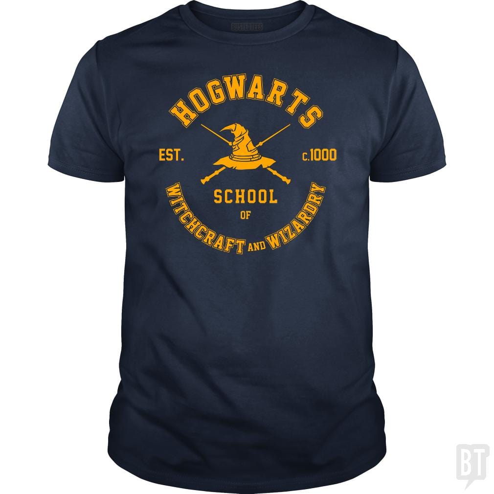 SunFrog-Busted Artpunk101 Classic Guys / Unisex Tee / Navy Blue / S Hogwarts - School of Witchcraft and Wizardry