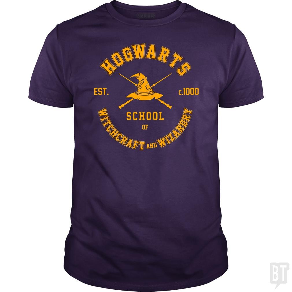 SunFrog-Busted Artpunk101 Classic Guys / Unisex Tee / Purple / S Hogwarts - School of Witchcraft and Wizardry