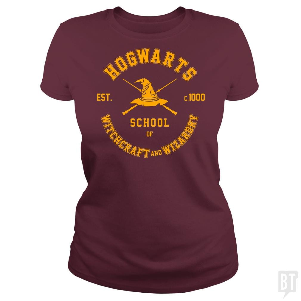 SunFrog-Busted Artpunk101 Classic Ladies Tee / Maroon / S Hogwarts - School of Witchcraft and Wizardry
