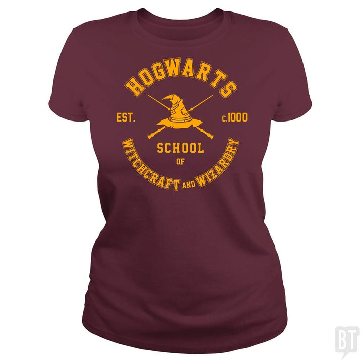 SunFrog-Busted Artpunk101 Classic Ladies Tee / Maroon / S Hogwarts - School of Witchcraft and Wizardry