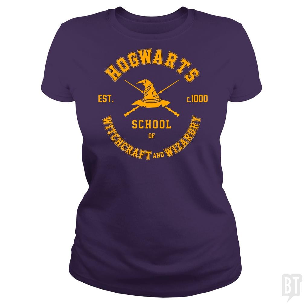 SunFrog-Busted Artpunk101 Classic Ladies Tee / Purple / S Hogwarts - School of Witchcraft and Wizardry