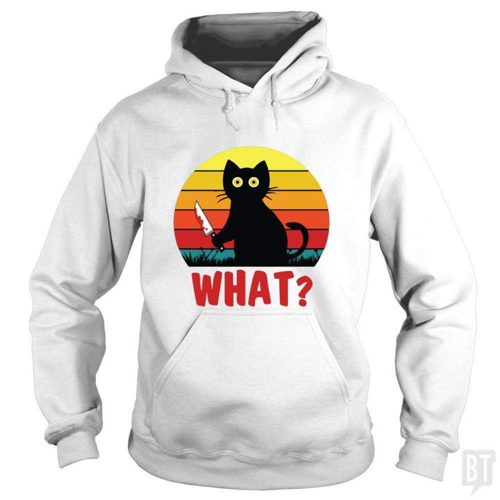 SunFrog-Busted Daniel15 Hoodie / White / S Retro Murderous Black Psycho Cute Cat What With Kn
