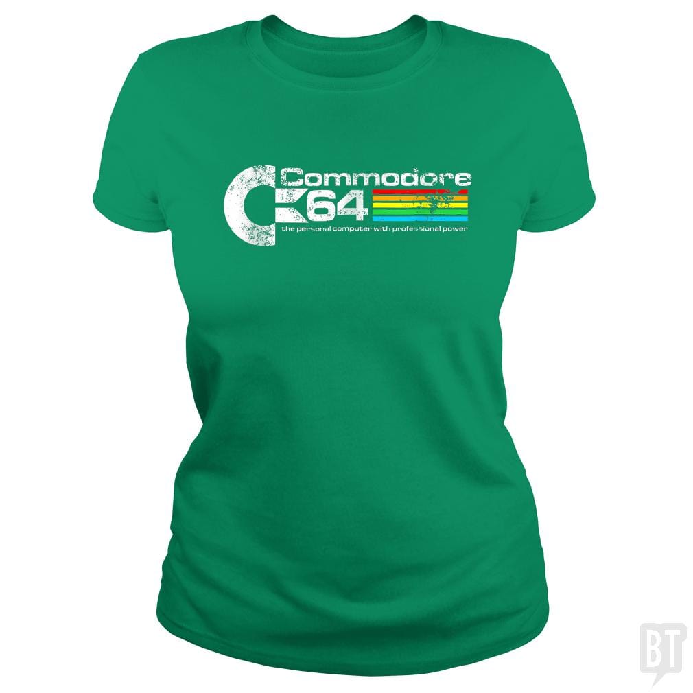 SunFrog-Busted Tank90s Classic Ladies Tee / Irish Green / S Commodore 64