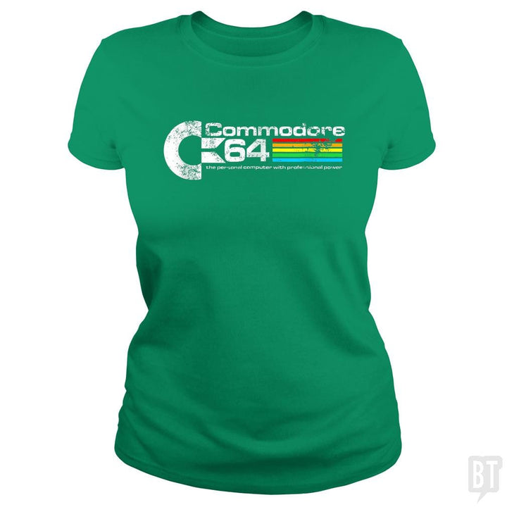 SunFrog-Busted Tank90s Classic Ladies Tee / Irish Green / S Commodore 64