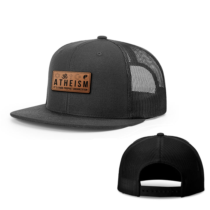 Atheism Non Prophet Leather Patch Hats - BustedTees.com