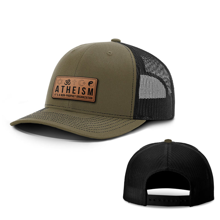 Atheism Non Prophet Leather Patch Hats - BustedTees.com